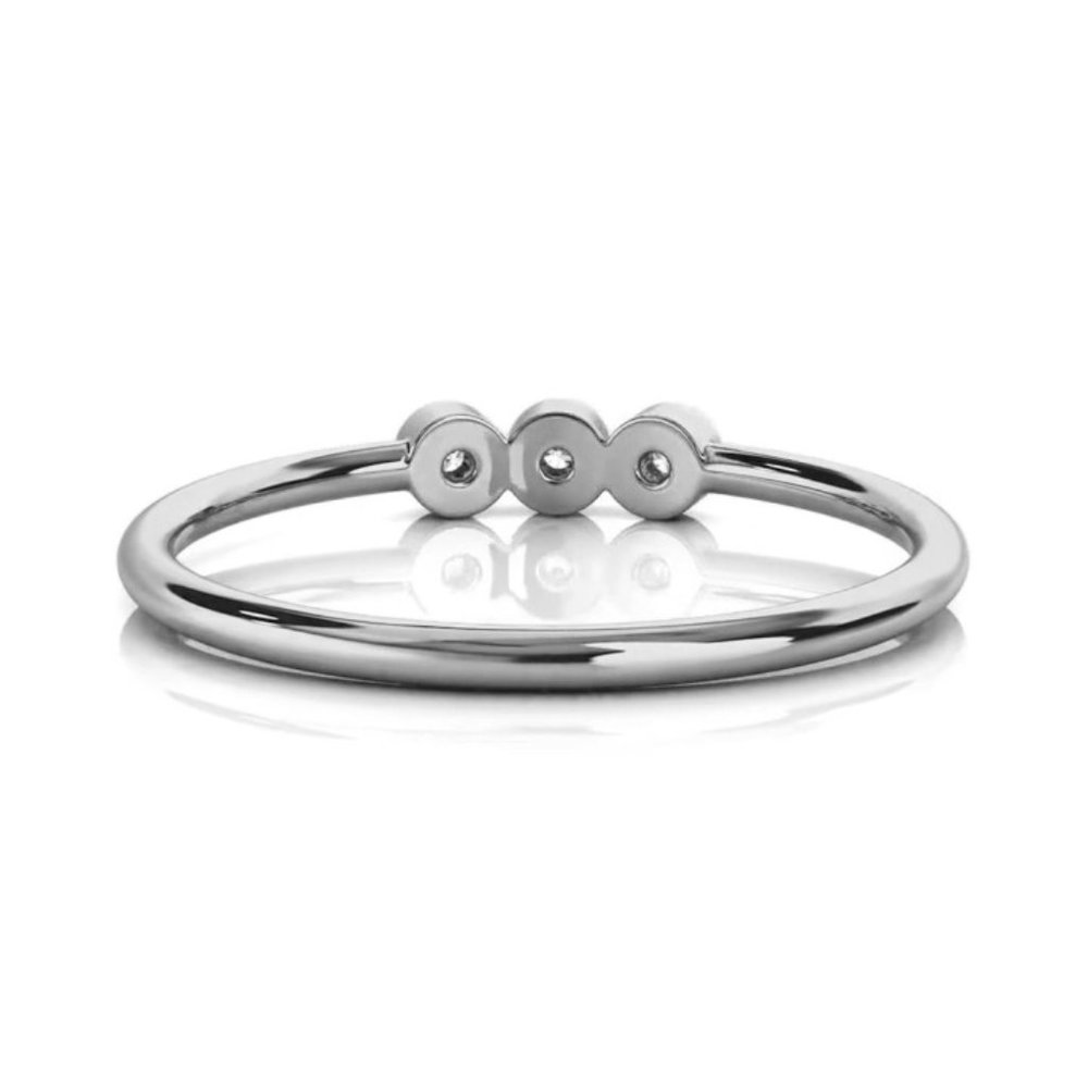 14k White Gold Trilogy Diamond Stackable Ring - image 4